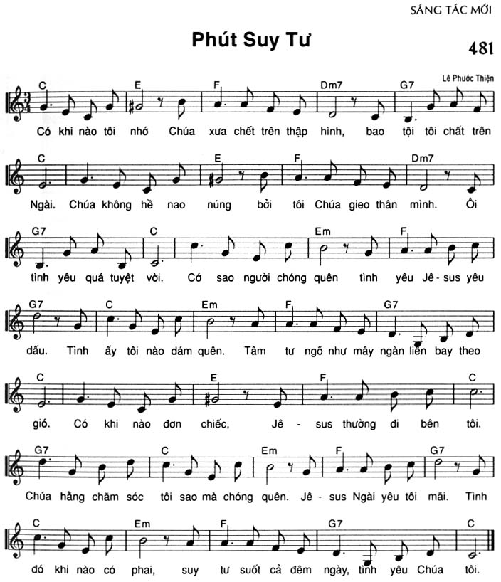 Sheet music: Phút Suy Tư