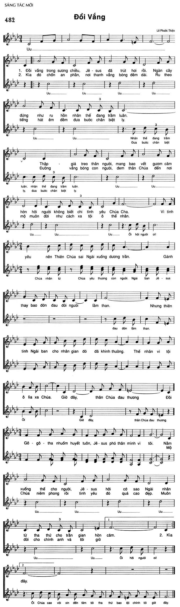 Sheet music: Đồi Vắng