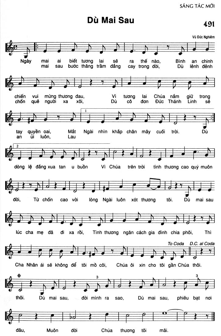 Sheet music: Dù Mai Sau