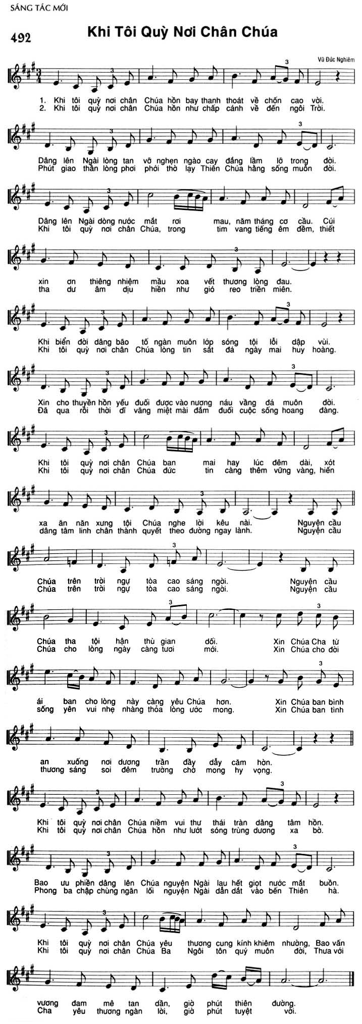 Sheet music: Khi Tôi Quỳ Nơi Chân Chúa