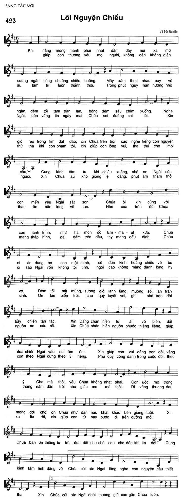 Sheet music: Lời Nguyện Chiều