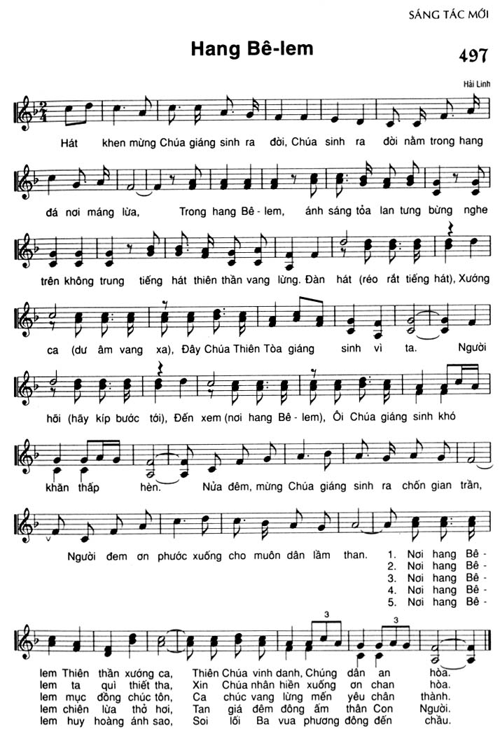Sheet music: Hang Bê-lem