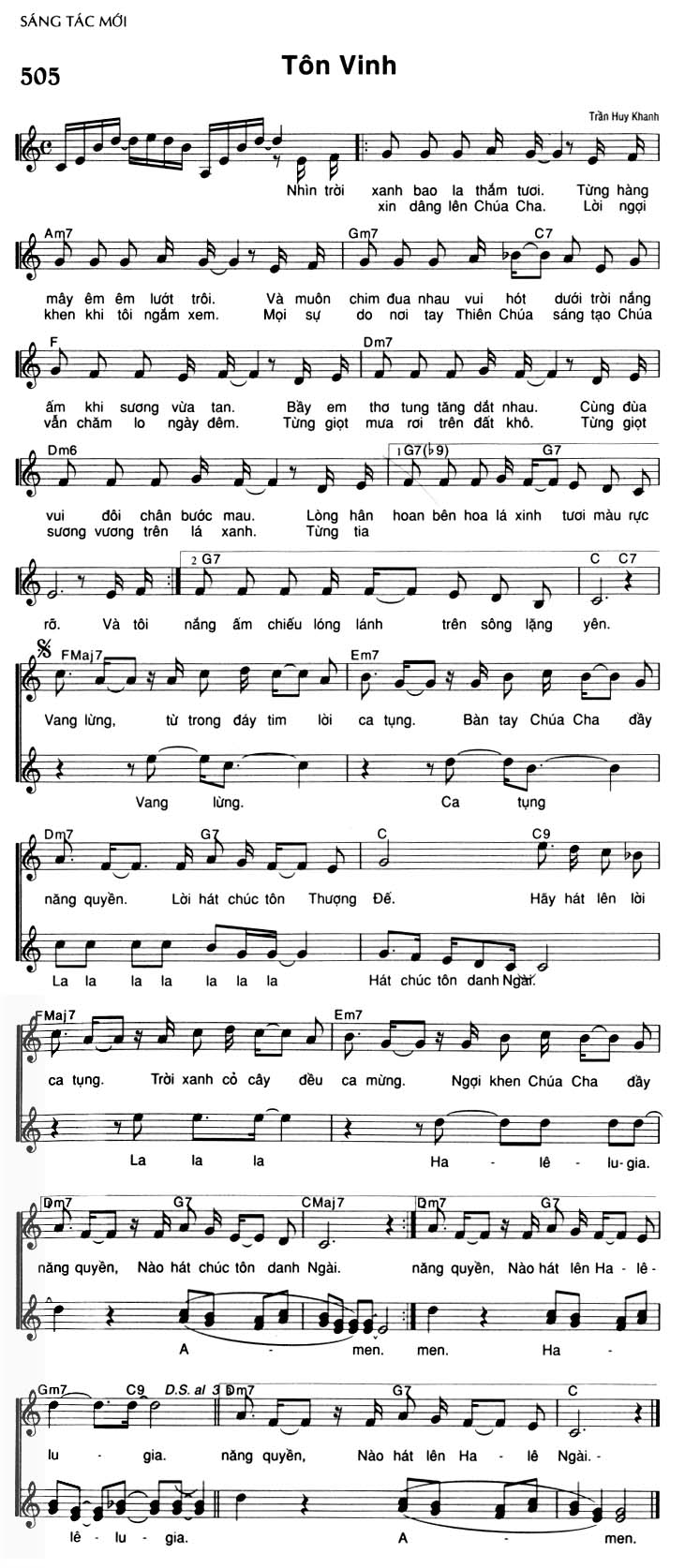 Sheet music: Tôn Vinh