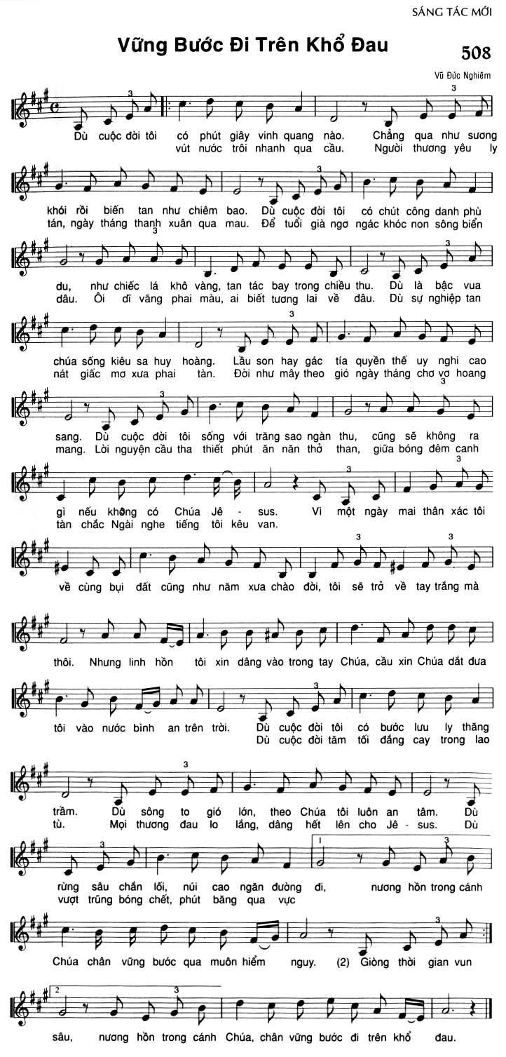 Sheet music: Vững Bước Đi Trên Khổ Đau