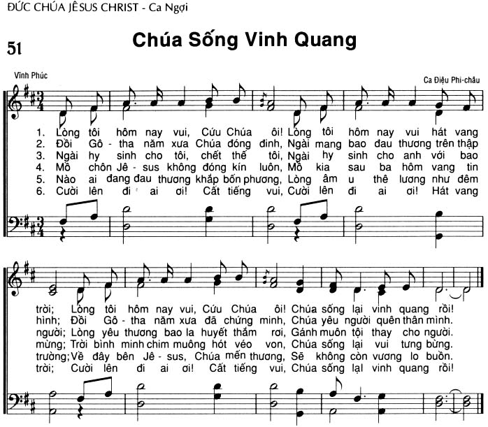 Sheet music: Chúa Sống Vinh Quang