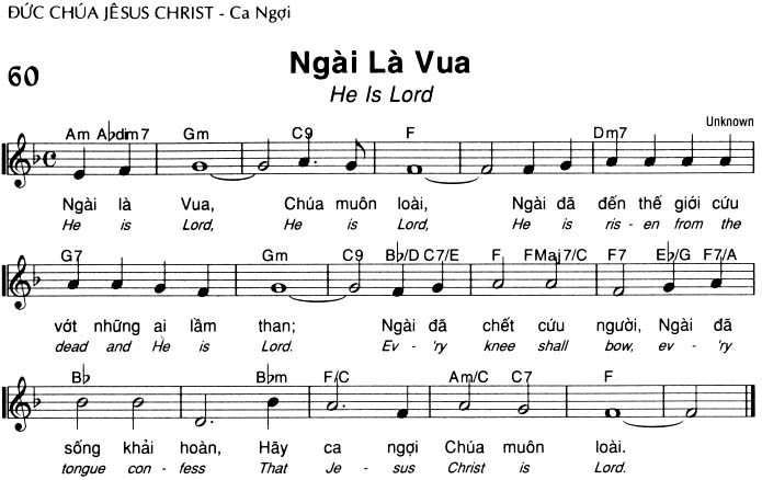 Sheet music: Ngài Là Vua