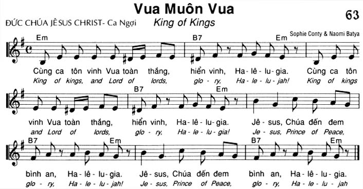 Sheet music: Vua Muôn Vua
