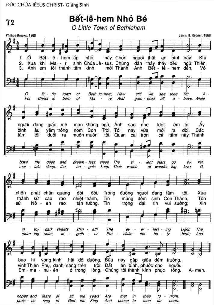 Sheet music: Bết-lê-hem Nhỏ Bé