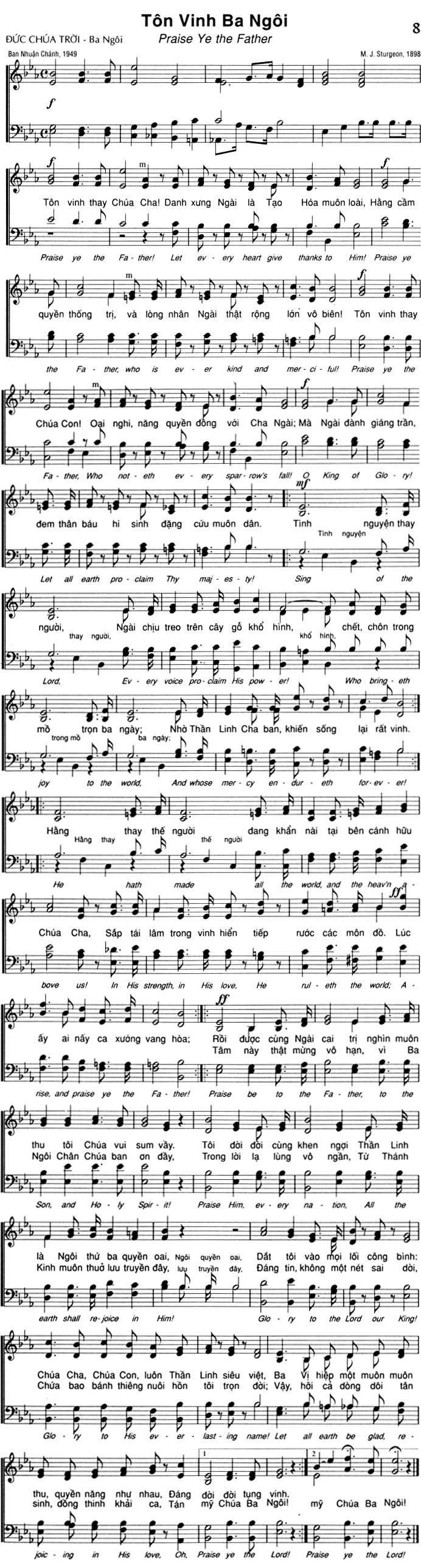 Sheet music: Tôn Vinh Ba Ngôi