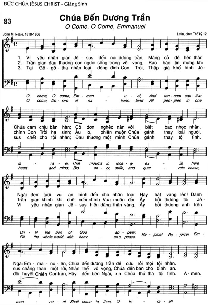 Sheet music: Chúa Đến Dương Trần