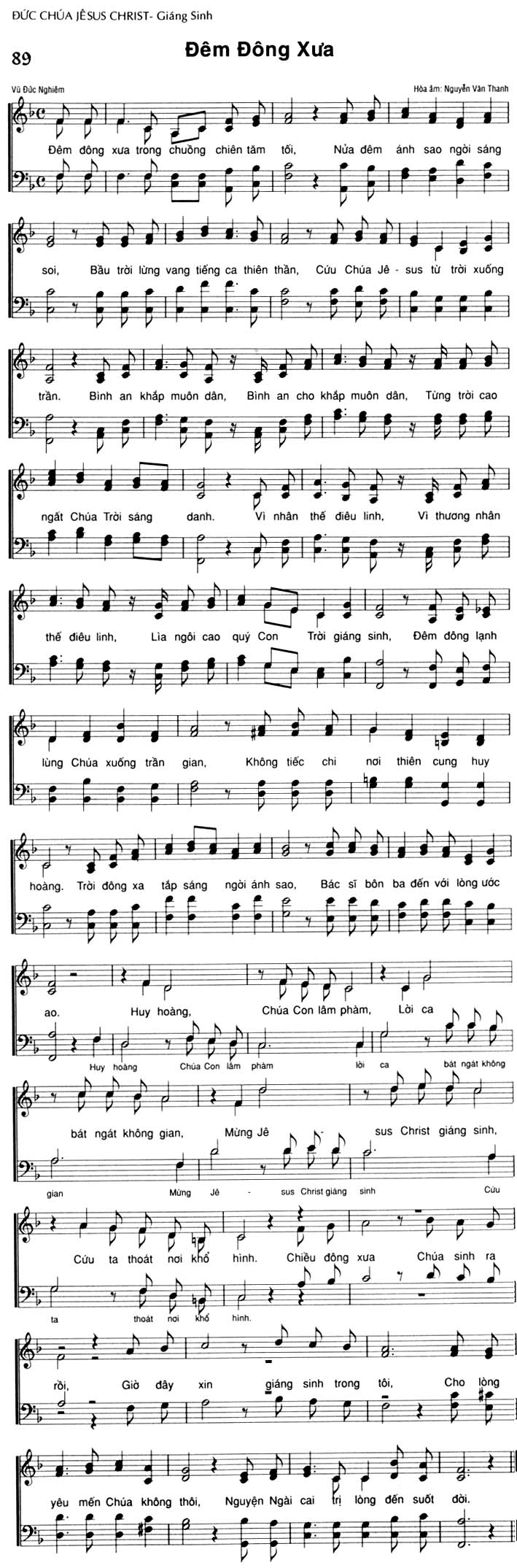 Sheet music: Đêm Đông Xưa