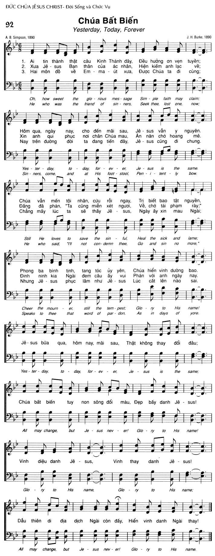 Sheet music: Chúa Bất Biến