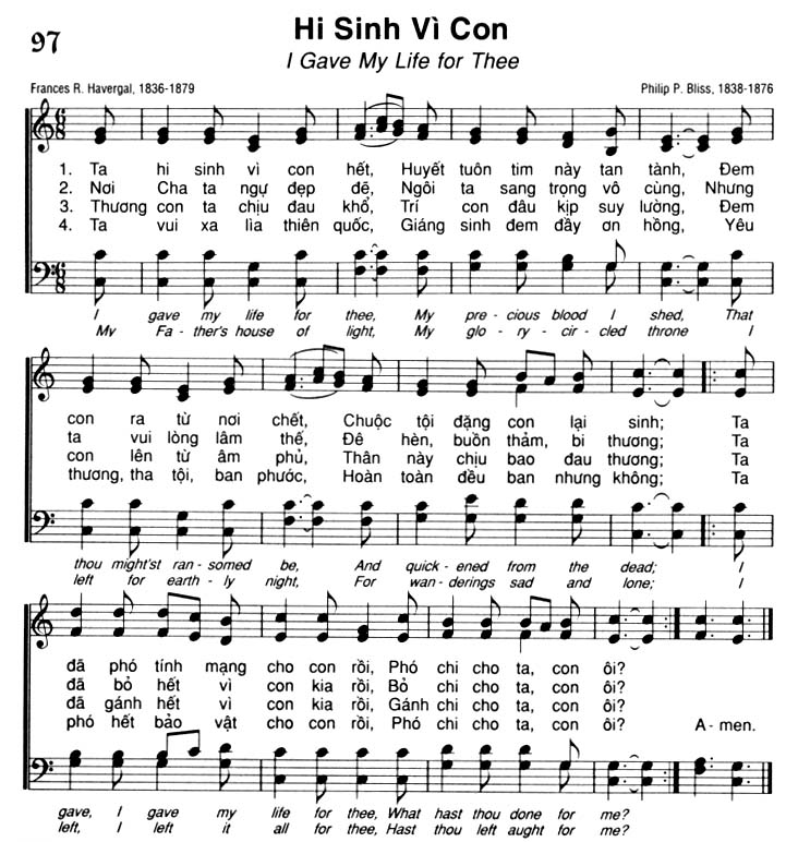 Sheet music: Hi Sinh Vì Con