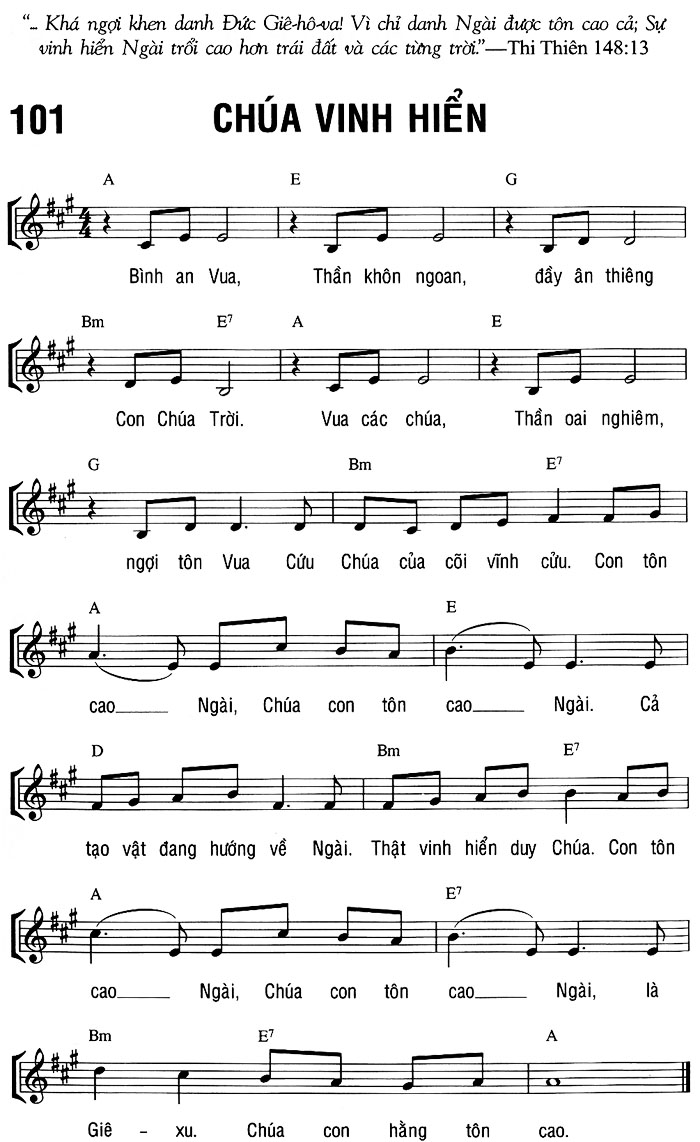 Sheet music: CHÚA VINH HIỂN
