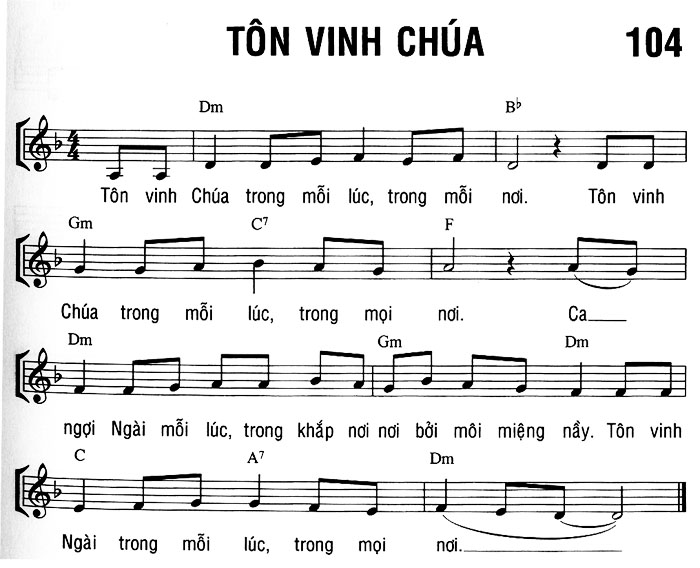 Sheet music: TÔN VINH CHÚA