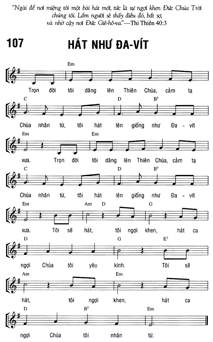 Sheet music: HÁT NHƯ ĐA-VÍT