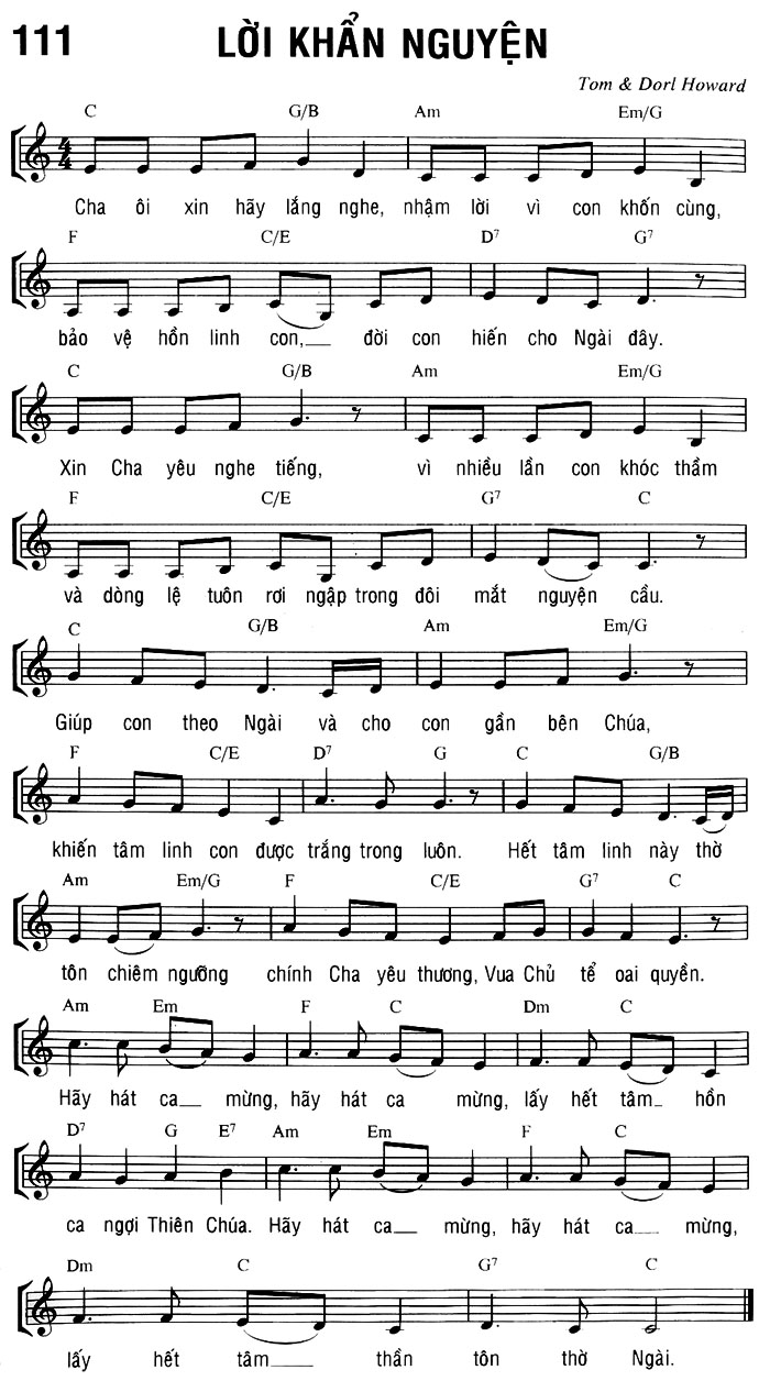 Sheet music: LỜI KHẨN NGUYỆN