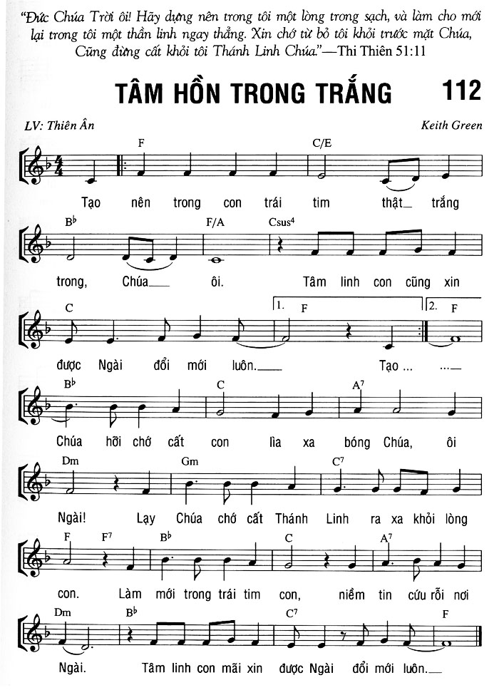 Sheet music: TÂM HỒN TRONG TRẮNG
