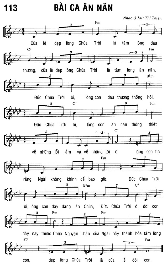 Sheet music: BÀI CA ĂN NĂN
