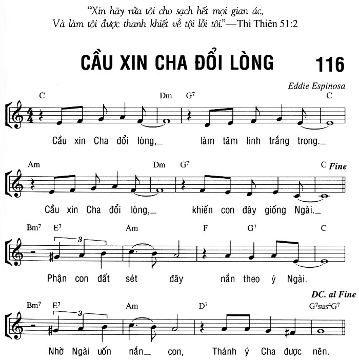 Sheet music: CẦU XIN CHA ĐỔI LÒNG