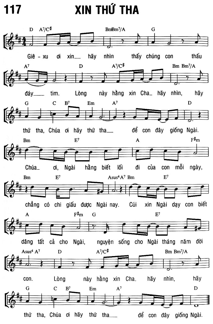 Sheet music: XIN THA THỨ