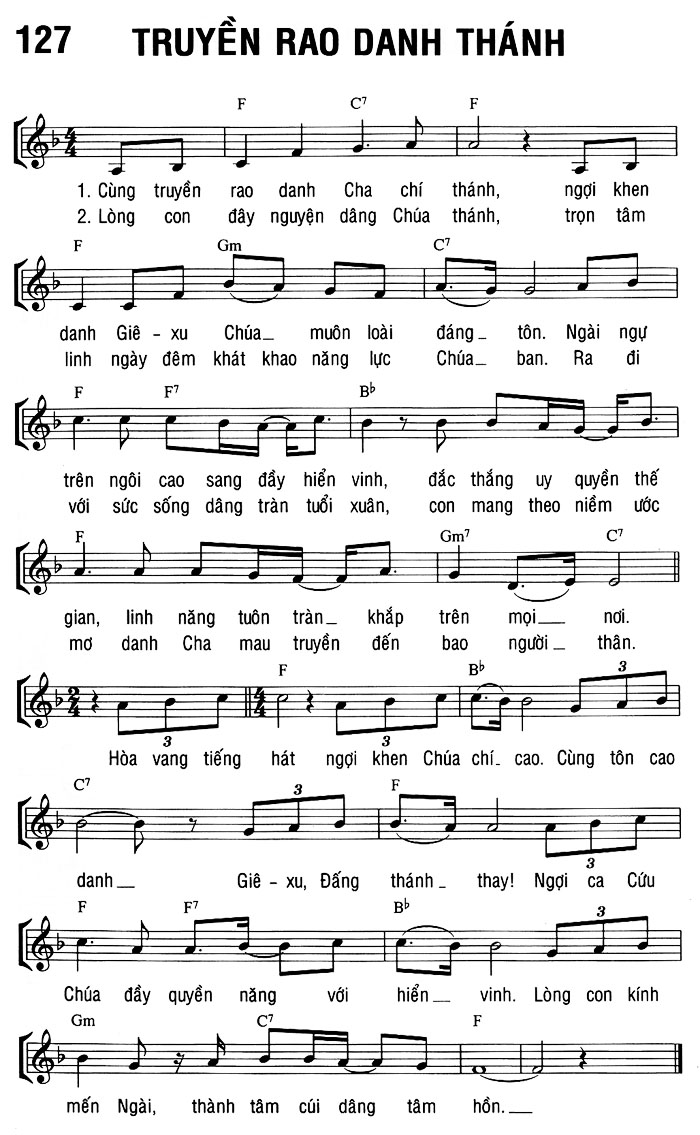 Sheet music: TRUYỀN RAO DANH THÁNH