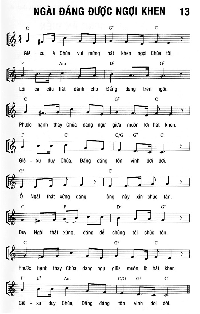 Sheet music: NGÀI ĐÁNG ĐƯỢC NGỢI KHEN