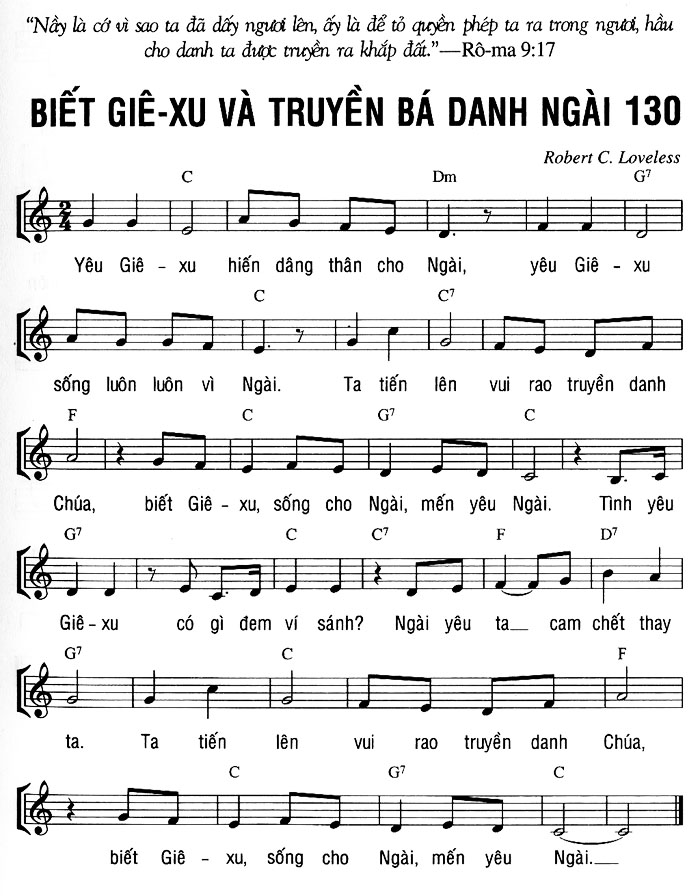 Sheet music: BIẾT GIÊ-XU VÀ TRUYỀN BÁ DANH NGÀI