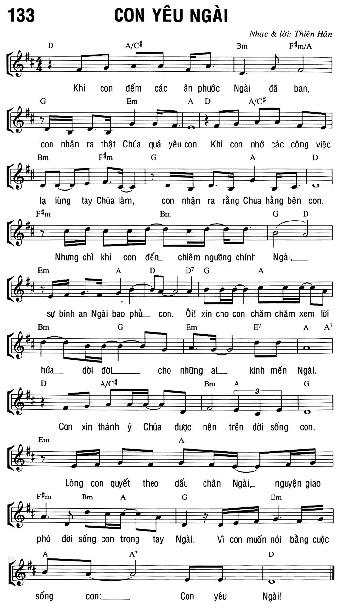 Sheet music: CON YÊU NGÀI