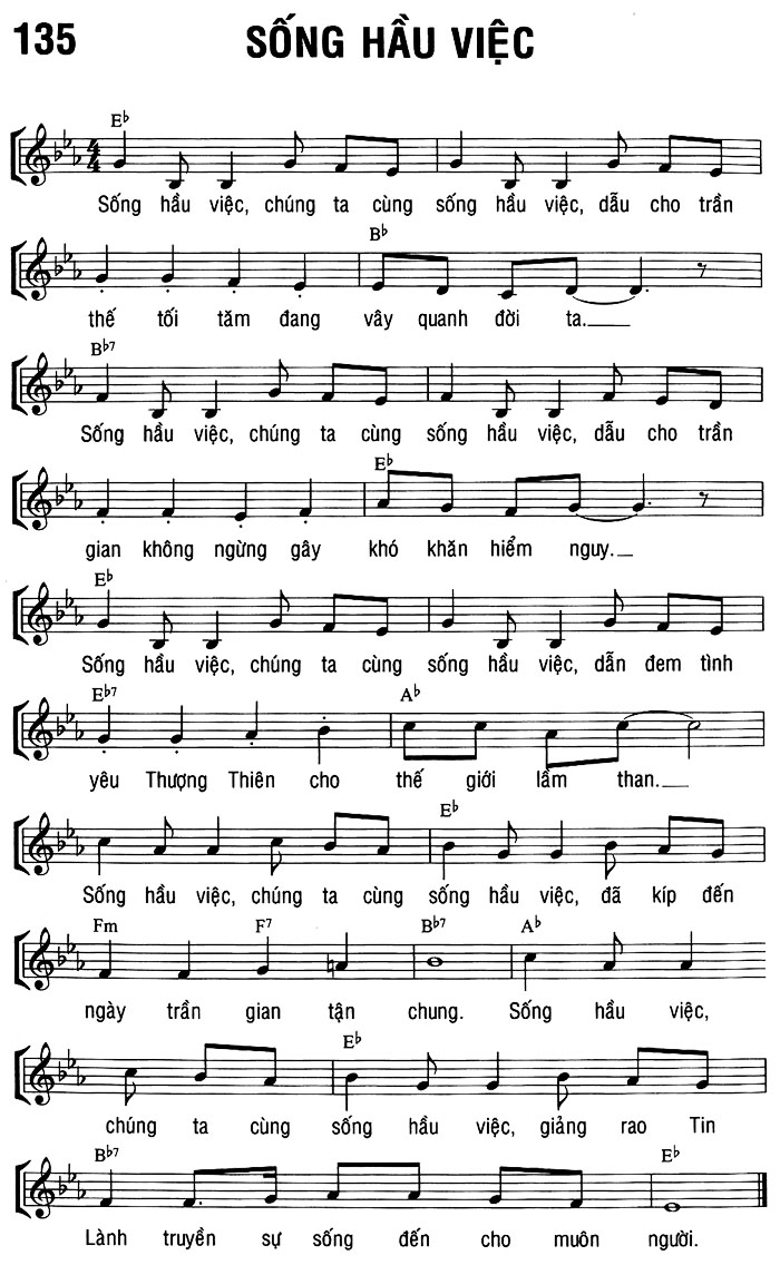 Sheet music: SỐNG HẦU VIỆC