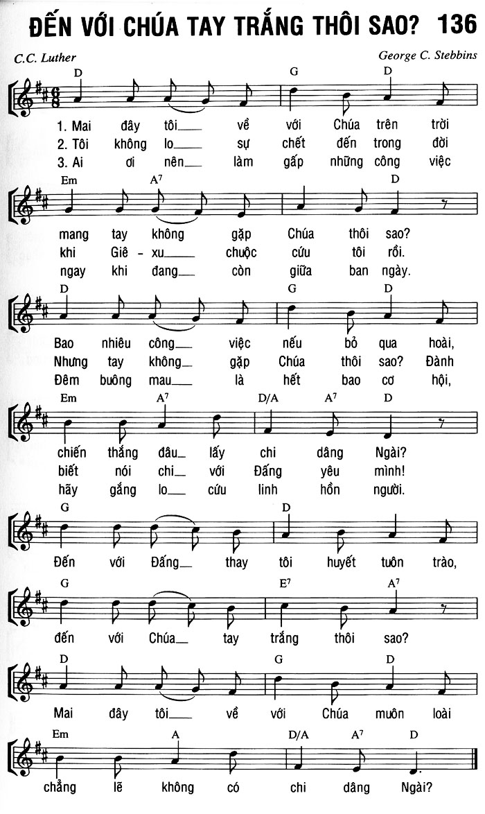 Sheet music: ĐẾN VỚI CHÚA TAY TRẮNG THÔI SAO?