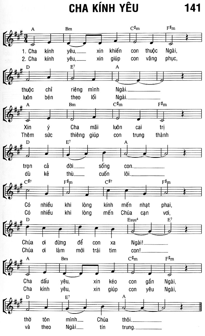 Sheet music: CHA KÍNH YÊU