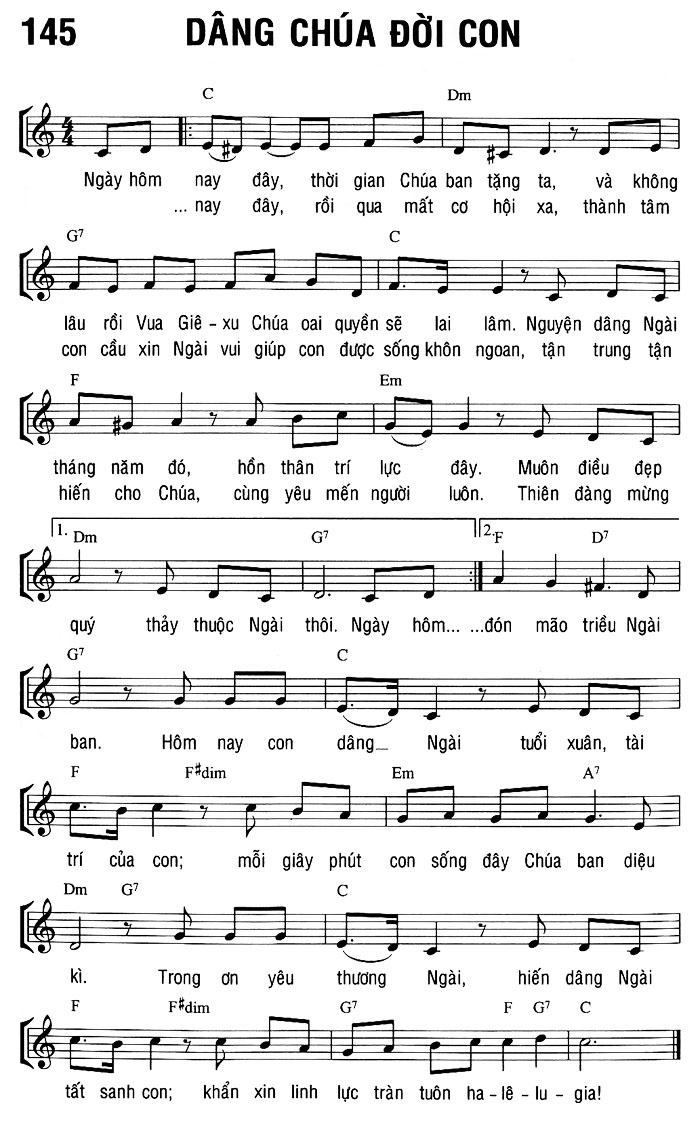 Sheet music: DÂNG CHÚA ĐỜI CON