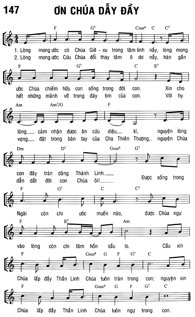 Sheet music: ƠN CHÚA DẪY ĐẦY
