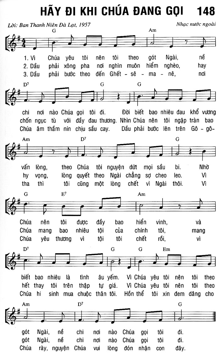 Sheet music: HÃY ĐI CHÚA ĐANG GỌI