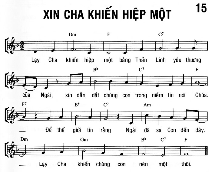 Sheet music: XIN CHA KHIẾN HIỆP MỘT