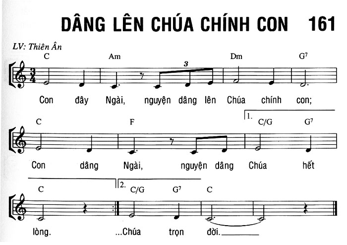 Sheet music: DÂNG LÊN CHÚA CHÍNH CON