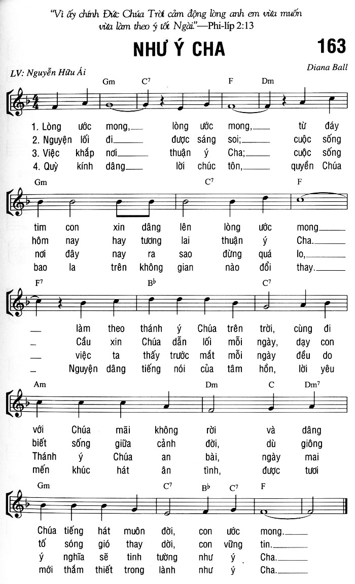Sheet music: NHƯ Ý CHA
