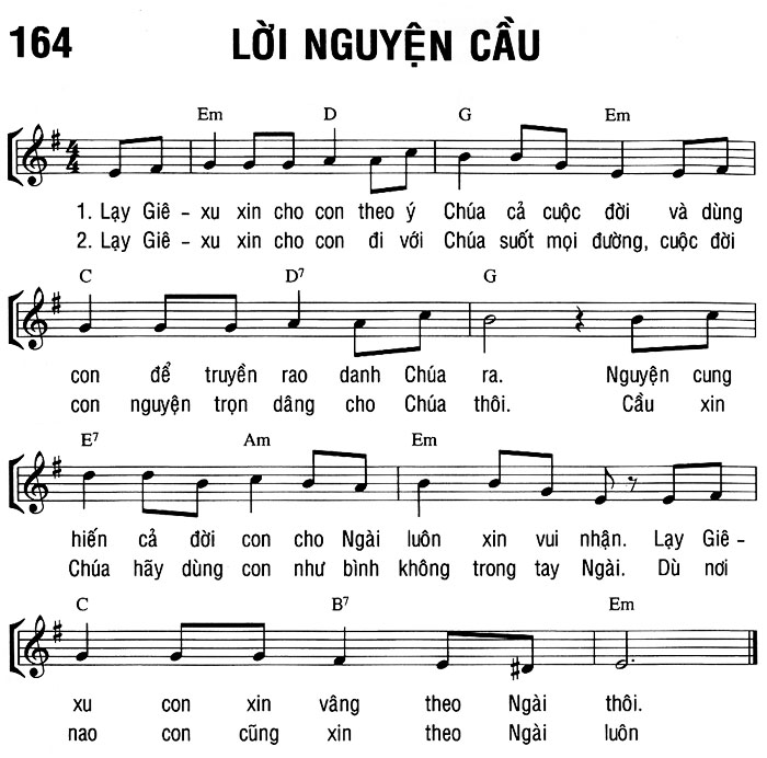Sheet music: LỜI NGUYỆN CẦU