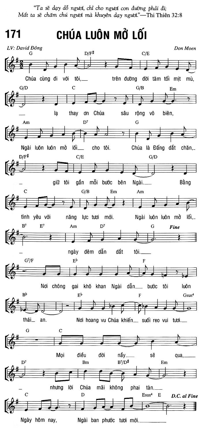 Sheet music: CHÚA LUÔN MỞ LỐI