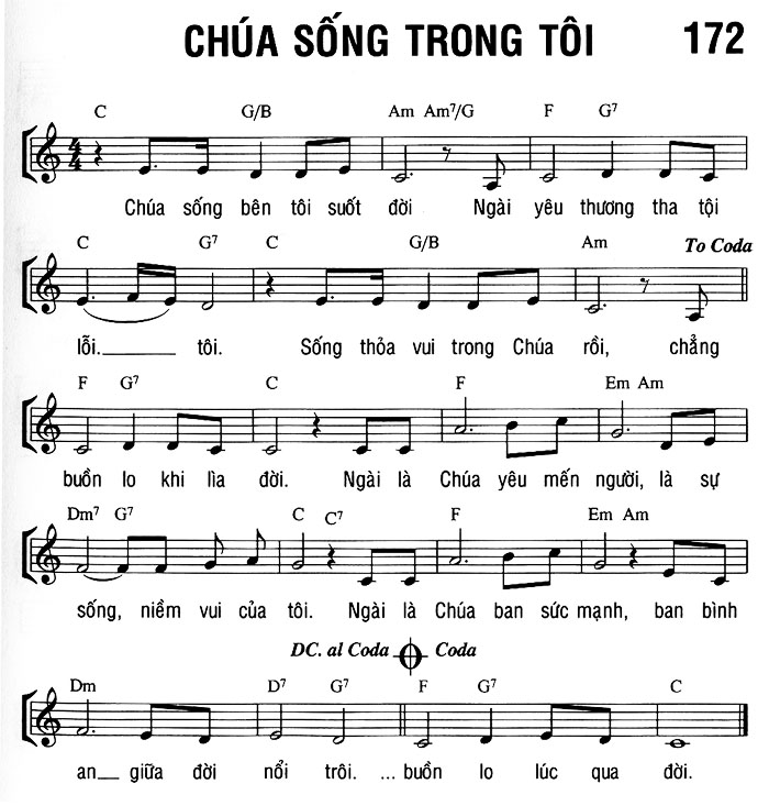 Sheet music: CHÚA SỐNG TRONG TÔI