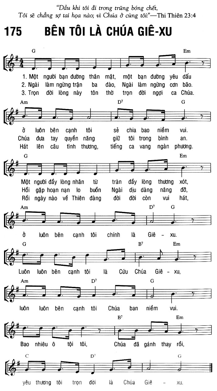 Sheet music: BÊN TÔI LÀ CHÚA GIÊ-XU