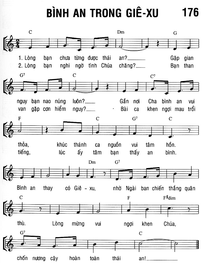 Sheet music: BÌNH AN TRONG GIÊ-XU