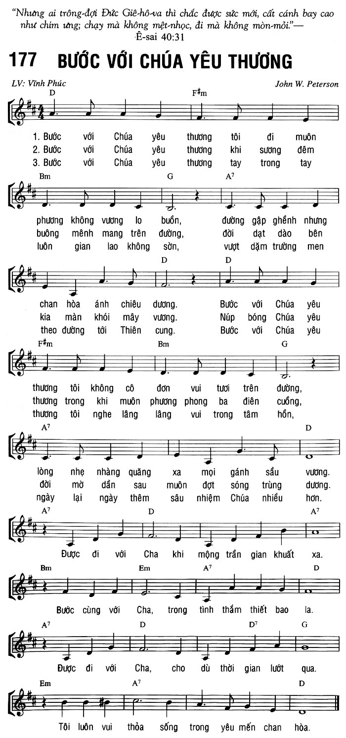 Sheet music: BƯỚI VỚI CHÚA YÊU THƯƠNG