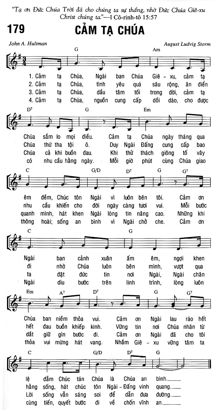 Sheet music: CẢM TẠ CHÚA