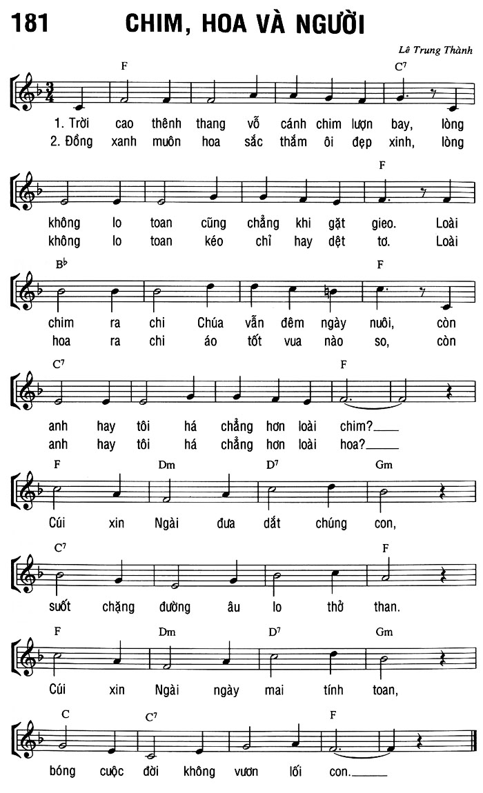 Sheet music: CHIM HOA VÀ NGƯỜI