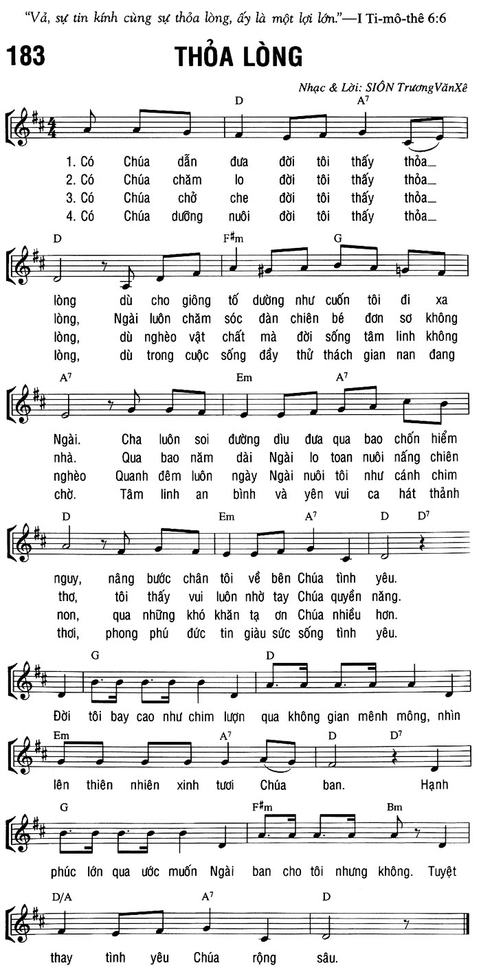 Sheet music: THỎA LÒNG