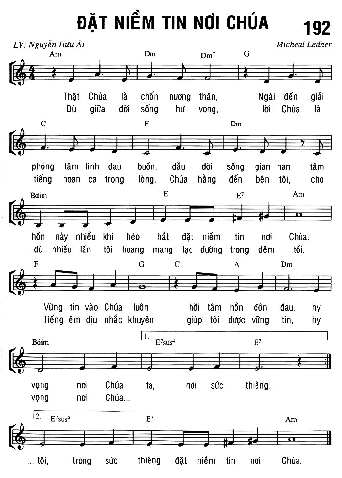 Sheet music: ĐẶT NIỀM TIN NƠI CHÚA