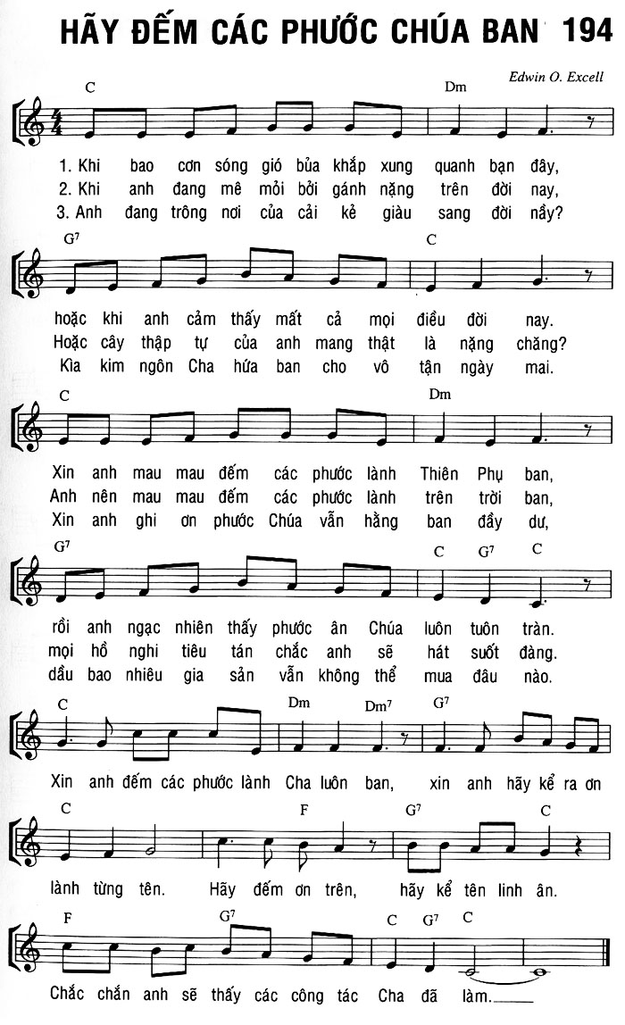 Sheet music: HÃY ĐẾM CÁC PHƯỚC ƠN CHÚA BAN