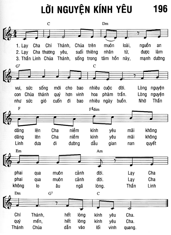 Sheet music: LỜI NGUYỆN KÍNH YÊU